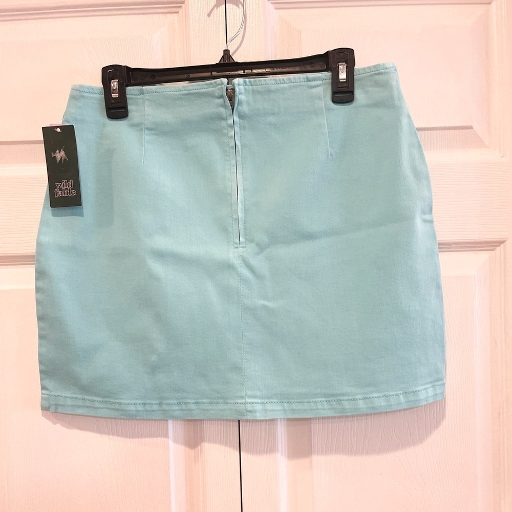 Wild Fable Women Stretchy Glitter Turquoise Colored Mini Skirt Size 12 - Picture 11 of 15
